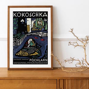 Herdruk van een vintage Franse tentoonstellingsposter uit 1973 voor werken van Kokoschka