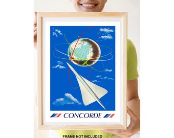 Reprint of a Vintage Airline Travel Poster for Concorde