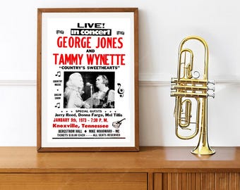 Réimpression du poster vintage Music Venue pour George Jones et Tammy Wynette