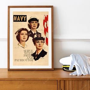 Reprint of a WW2 Vintage Womens Recruiting Poster - US Navy - Serve With Pride