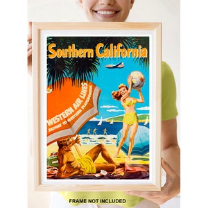 Reprint of a Vintage Airline Travel Poster - Southern California by Western