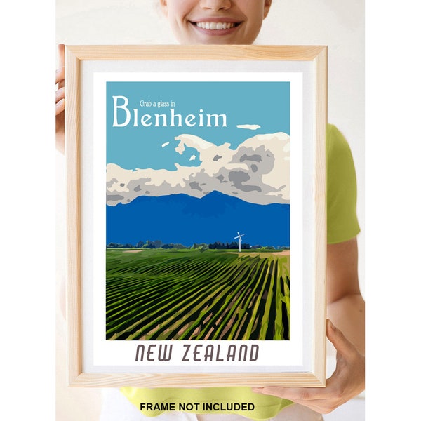 Reprint of a Vintage Travel Poster to Blenheim NZ