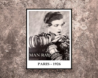 Reprint of a 1926 Vintage Paris exhibition Poster for works by Man Ray