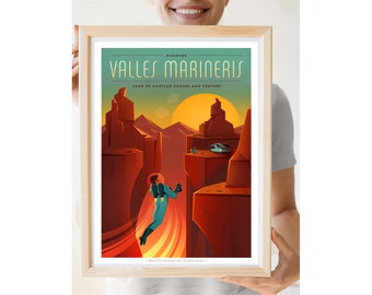 Reprint of a NASA mission to Planet Valles Marineris Mars Tourism Poster