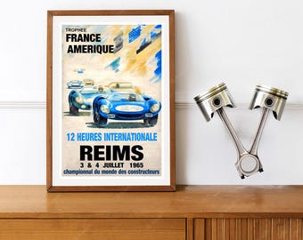 Reprint of a Vintage 1965 French Motor Racing Poster Reims