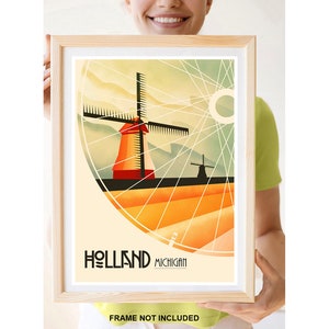 Reimpresión de un póster de viaje vintage a Holanda Michigan