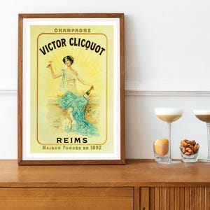 Reimpresión de un cartel publicitario vintage de champán francés - Victor Clicquot Reims