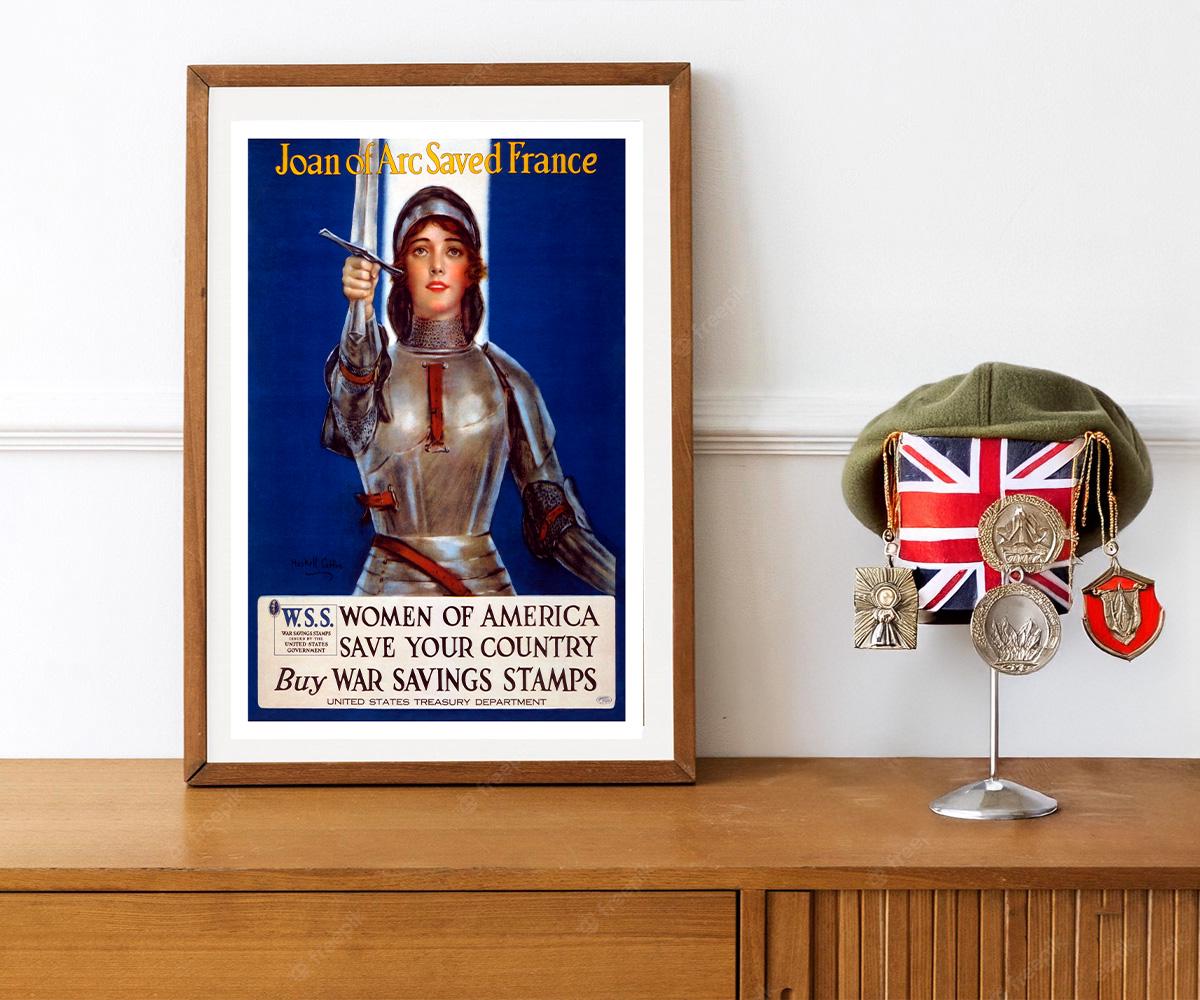 第一次世界大戦のアメリカ軍国債ポスター「ジャンヌ・ダルクはフランス