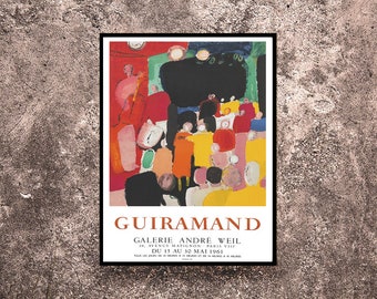 Reprint of a 1961 Vintage French exhibition Poster for works by Guiramand