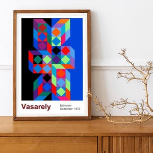 Reimpresión de un cartel de exposición vintage de 1972 sobre obras de Vasarely