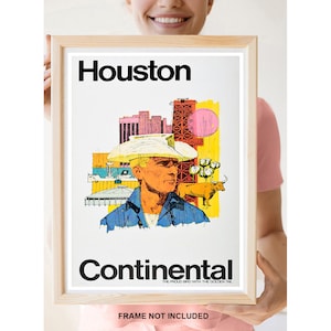 Reprint of a Vintage Airline Travel Poster - Continental to Houston