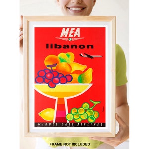 Reprint of a Vintage Airline Travel Poster to Libanon