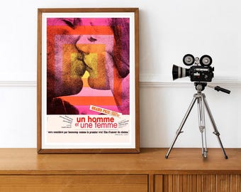 Vintage French New Wave 1960s Movie Poster - Un Homme et un Femme