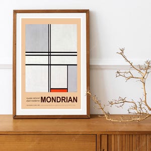 Reprint of a 1966 Vintage French exhibition Poster for works by Mondrian
