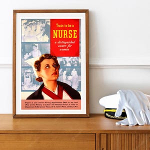 Reprint of a Vintage Train to be a Nurse Recruiting Poster