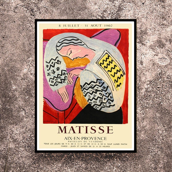 Reprint of a 1960 Vintage French exhibition Poster for works by Matisse