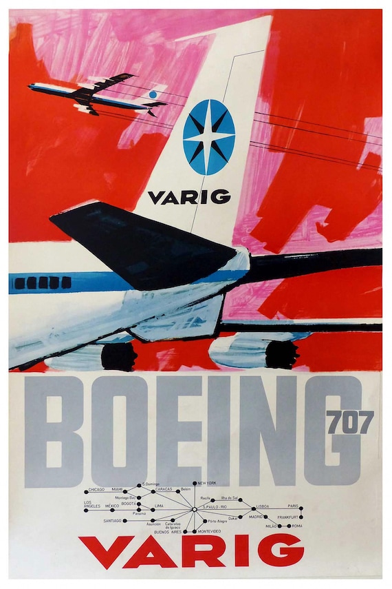 Reprint of a Vintage Varig Airline Boeing 707 Travel Poster - Etsy