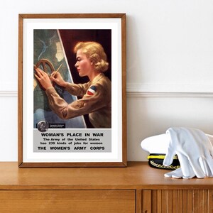 WW2 Women's Army Corps Recruiting Poster – Vintage Topographic Draftsman Art