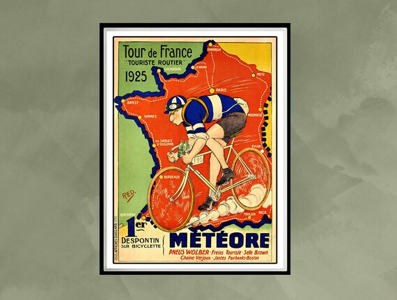Reprint of a vintage 1925 Tour de France bicycle race Etsy