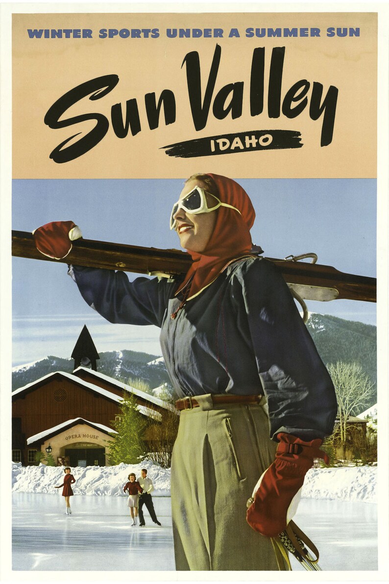 Reprint of a Vintage Travel Poster to Sun valley idaho image 3