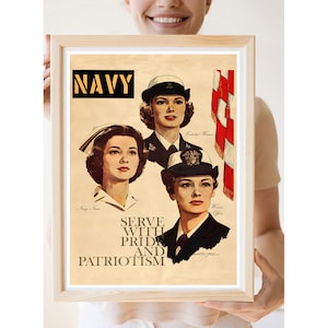 Reprint of a WW2 Vintage Womens Recruiting Poster - US Navy - Serve With Pride