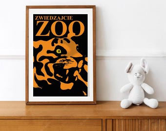 Reprint of a Vintage Zwiedzajcie Zoo Tiger Poster - Etsy