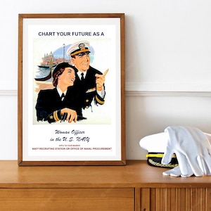 Reprint of a Vintage Female Recruiting Poster - Join the USN as an Officer