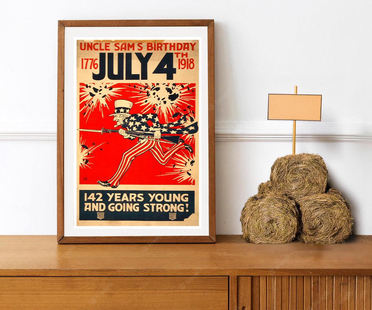 Vintage 1918 Uncle Sam July 4th Poster Reprint - Etsy