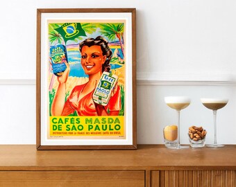 Reprint of a vintage Coffee Advertising Poster - Cafe Masda San Paulo Brazil