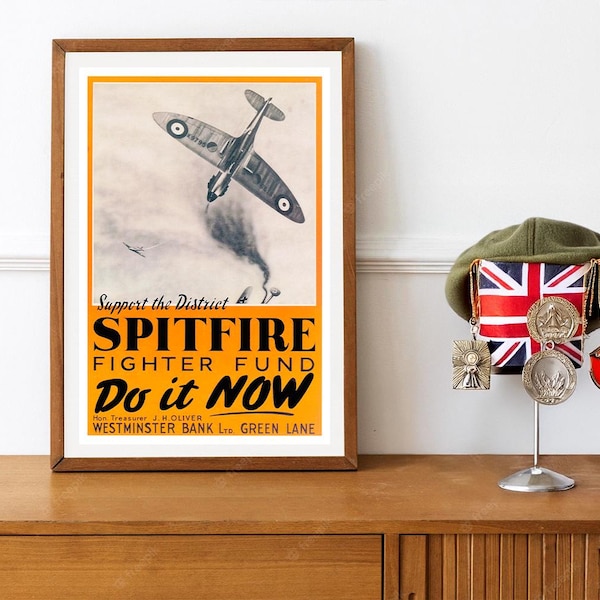 Reprint of the Vintage WWII British Spitfire Fighter Fund Poster