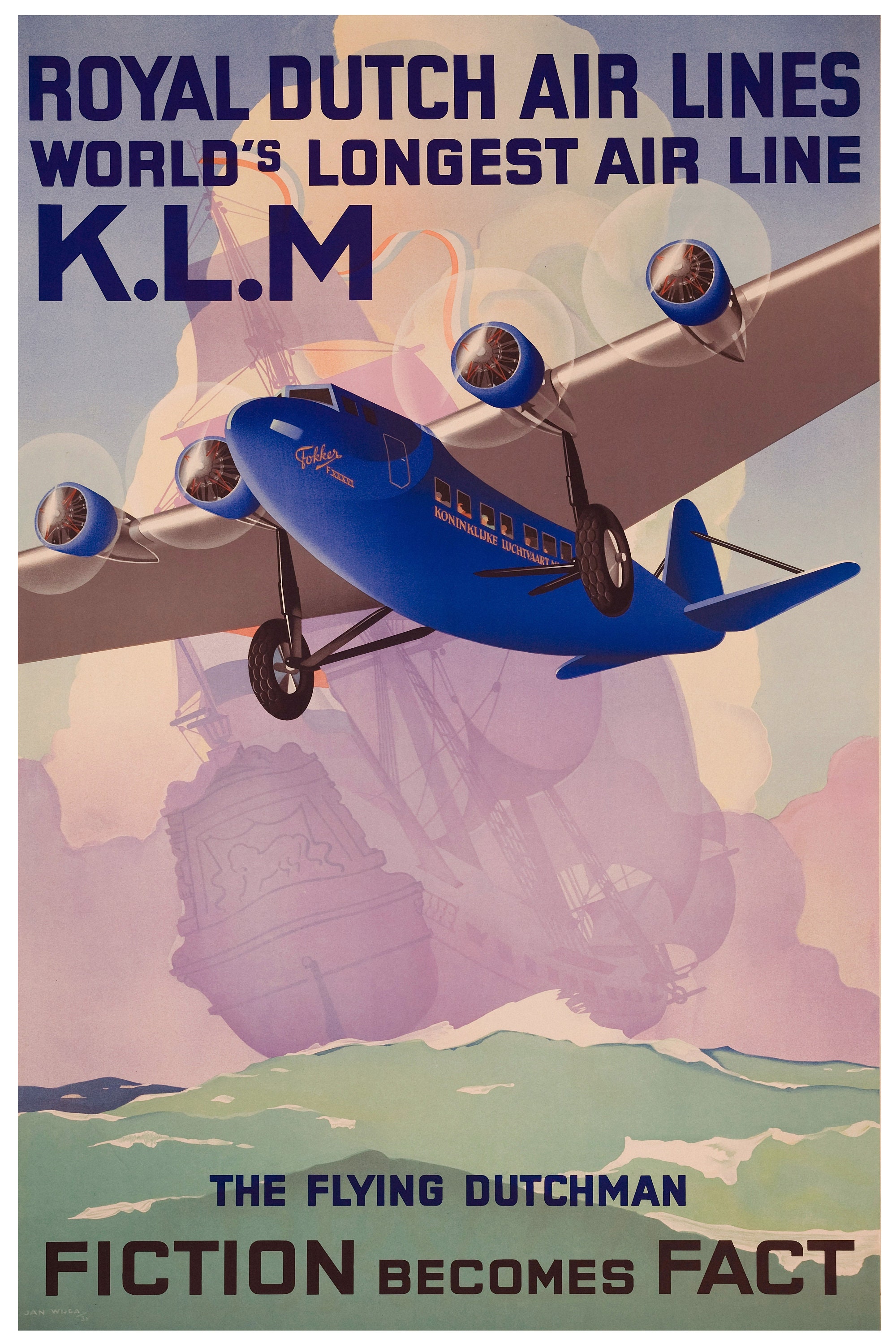 Reprint of a Vintage Airline Travel Poster - KLM - Etsy