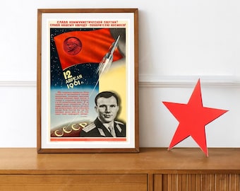 Reprint of an Old Soviet Salute the CCCP Space Program Propaganda