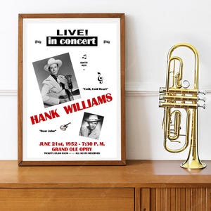 Reprint of a vintage Country Music concert poster starring Hank Williams