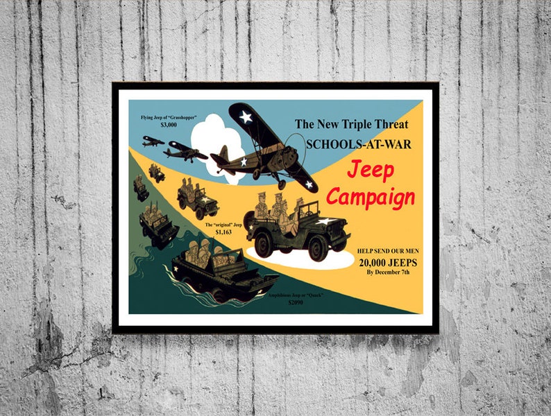 Reprint of a US WW2 Jeep Campaign Poster Etsy