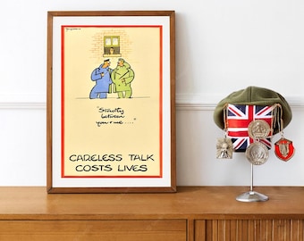 Reprint of a British WWII Propaganda Poster - "Strictly Between You and Me" - Careless Talk