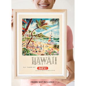 Reimpresión de un cartel de viaje antiguo a Hawái