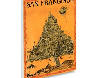 Affiche Vintage De San Francisco. Avec Des Images Publicitaires Vintage Et Anciennes Cadre En Bois Clair A4 87632097