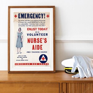 Reprint of a Vintage Female Nurse&#39;s Aide Recruiting Poster