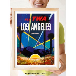 Reprint of a Vintage Airline Travel Poster - Fly TWA to LA