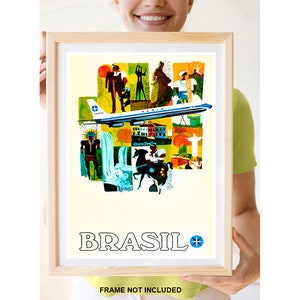 Reprint of a Vintage Airline Travel Poster to Brasil