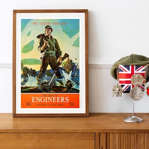 Reprint of a Vintage WW2 US Army Engineers Recruiting Poster