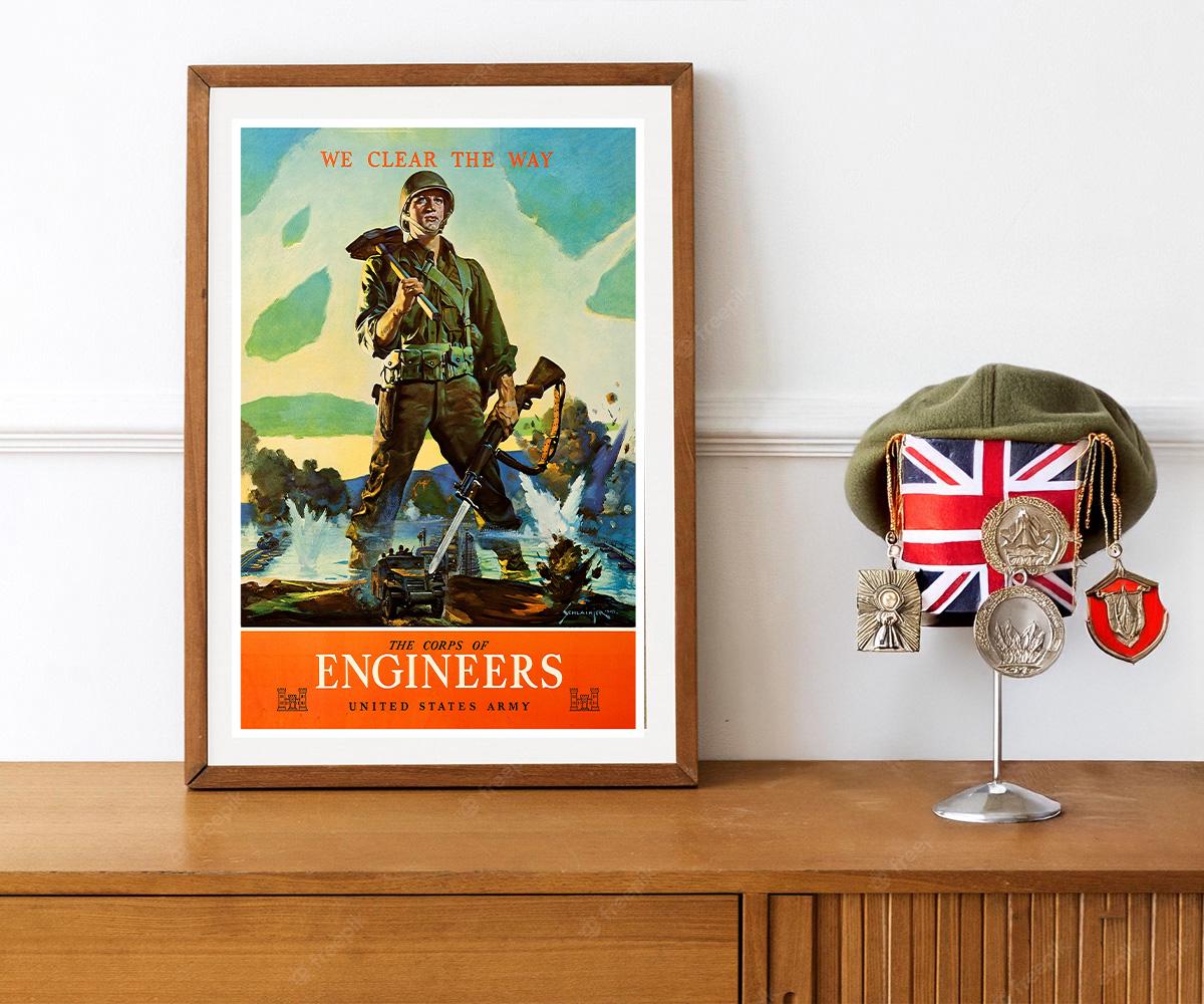 第二次世界大戦のアメリカ陸軍工兵募集ポスターの復刻版 - Etsy 日本