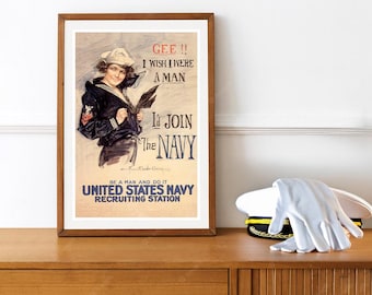 Reprint of a Vintage WW2 US NAVY Recruiting Poster - Etsy 日本