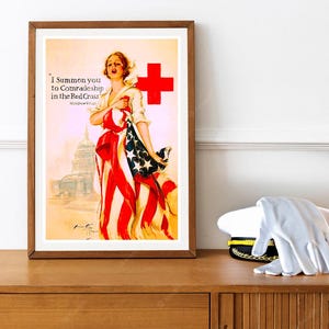 Reprint of a Vintage WW1 Red Cross Female Recruiting Poster