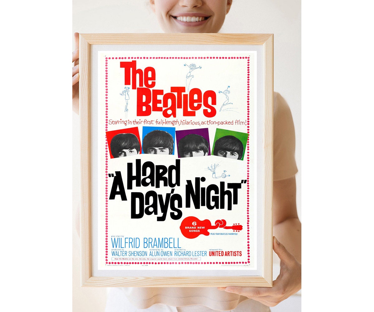 ビートルズ ア ハード デイズ ナイト額装 ポスター 76cm×54.5cm