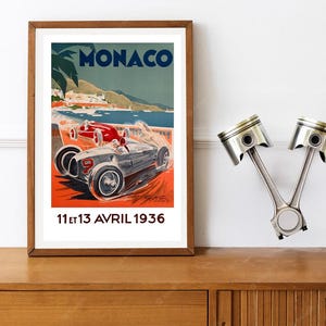 Reprint of a Vintage April 1936 Monaco Grand Prix Motor Racing Poster