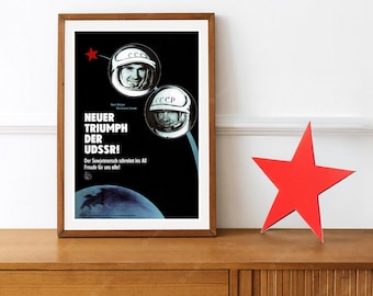 Reprint of a 1960s East German Russian Space Propaganda Poster