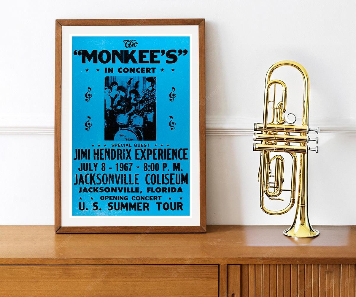 Reprint of the Vintage 1967 Music Venue Poster for the Monkees and