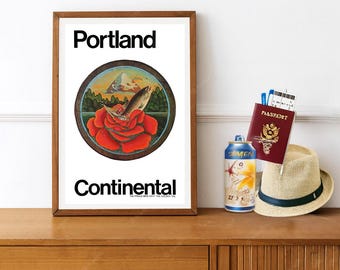 Reprint of a Vintage Airline Travel Poster - Portland by