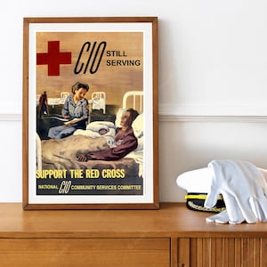 Reprint of a WW2 Vintage Red Cross CIO Woman&#39;s Recruiting Poster